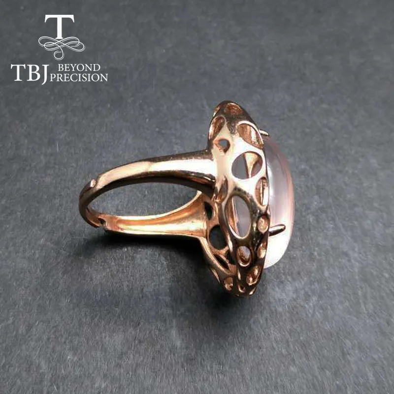 TBJ, стиль кольцо с большим размером овальной огранки 13*18 16ct вверх розовый кварц кольцо в розовое золото цвет для леди вечерние с подарочной коробкой