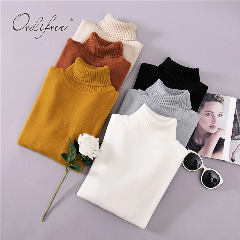 Ordifre 2018 Autumn Winter Jumper Women Sweaters and Pullovers Long Sleeve White Slim Turtleneck Knitted Sweater Pull Femme Ordifre 2018 Autumn Winter Jumper Women Sweaters and Pullovers Long Sleeve White Slim Turtleneck Knitted Sweater Pull Femme