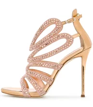 Luxury Crystal Embellished High Heel Sandal Woman Summer Open Toe Cutouts Thin Heels Shoes 2018 Gold Leather Sandal цена Luxury Crystal Embellished High Heel Sandal Woman Summer Open Toe Cutouts Thin Heels Shoes 2018 Gold Leather Sandal цены онлайн