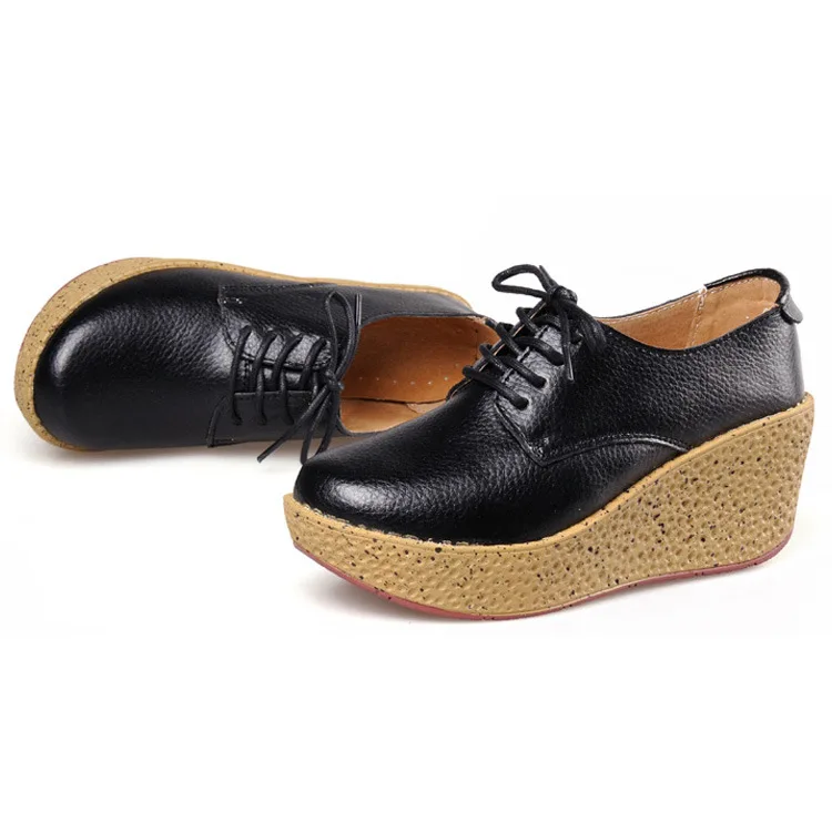Célibataires Compensées Texiwas Pompes Cuir Véritable Haute Coins marron Femmes forme Plate Noir Femme jaune Talons En Chaussures Casual orange MSzVqGUp