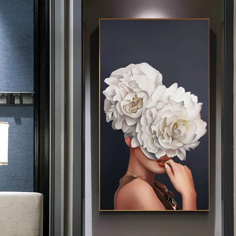

Abstract Beauty Flower Lady Canvas Painting Wall Art Pictures Modular Home Decor Triptych Modern Posters And Prints Frameless