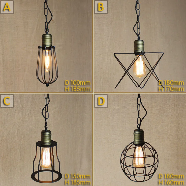 Iron Pendant Lamp Modern Vintage industrial Edison Bulbs Bar Restaurant Bedrooms Large Shopping mall Muuto E27 Art Dining room