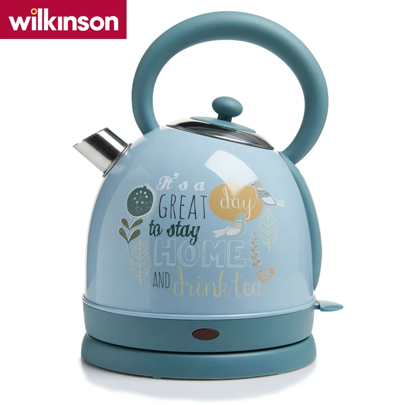 Beautiful electric stainless steel kettle with colorful drawing and