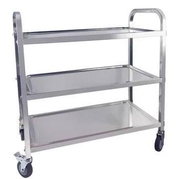 

Stainless Steel 3 Tier Trolley Cart with TPR Mute Wheel Large Kitchen Shelf Trolley for Catering Hotel Restaurant Bearing 100kg