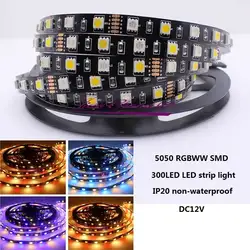 5 м 5050 rgbww RGB + теплый белый 300 LED Strip Light Black pcb-Водонепроницаемый 12 В