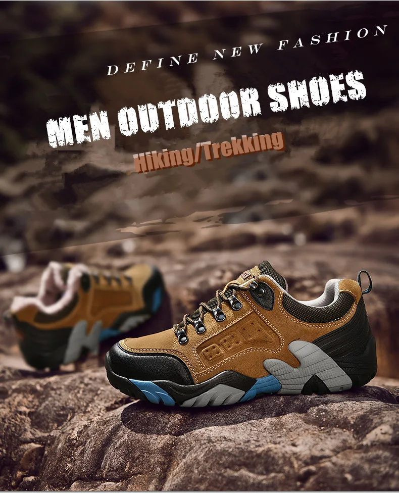 Ограниченная зимняя уличная походная обувь, мужские слипоны, ботинки для треккинга из натуральной кожи, для альпинизма, мужские теплые кроссовки, спортивные, для охоты