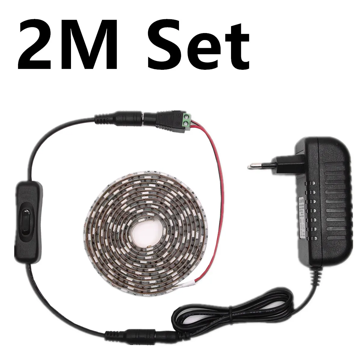 2M 3A Power Set 5050 Светодиодная лента, лампа для выращивания растений, гибкая лента, 12 В постоянного тока, водонепроницаемая, 5 м, светодиодный фито-лампа для роста растений, для теплицы, гидропоники, для выращивания растений - Испускаемый цвет: 2M 3A Power Set