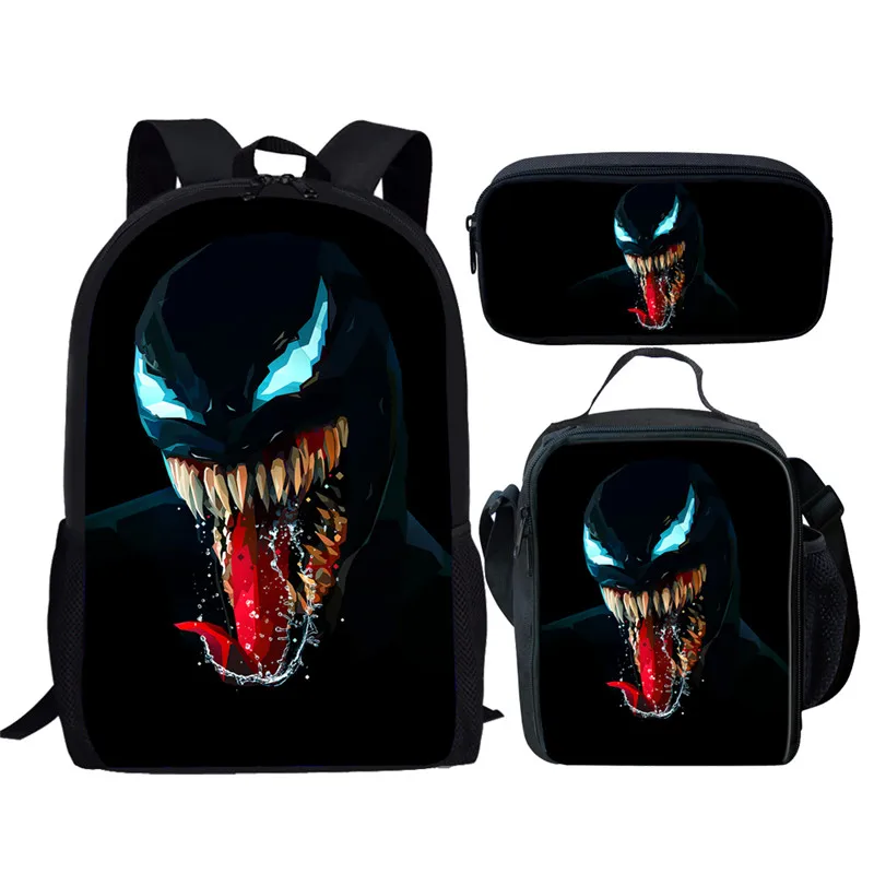 Рюкзак Venom для мальчиков, Большая вместительная сумка для книг, черный мужской повседневный рюкзак, 3 шт., школьная сумка и чехол-карандаш, сумка для мальчиков-подростков - Цвет: L4450CGK