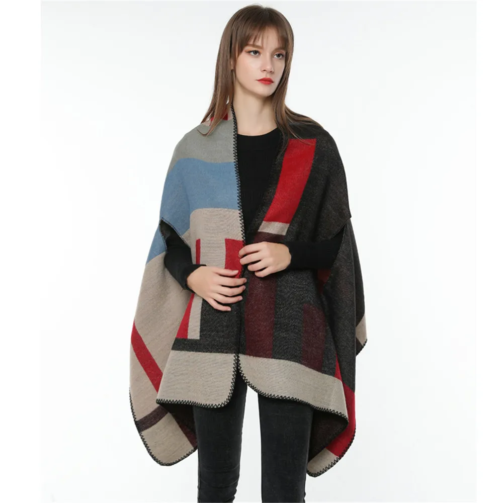 

Classic retro style Women Winter Knitted Cashmere Poncho Capes Shawl Cardigans Sweater Coat winter keep warm scarves cloak