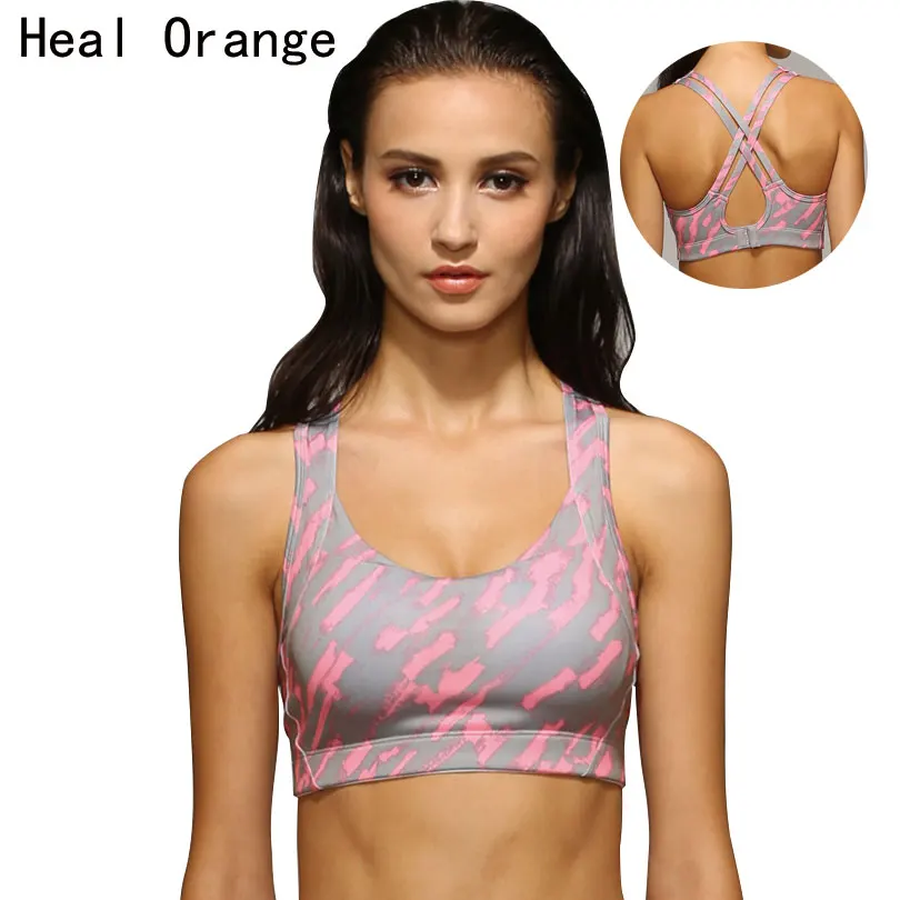 HEAL ORANGE Professional Sport Bra Top Fitness Gym Women Vest Padded