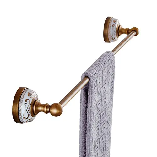 European Antique Copper Gold Plated Single Towel Bar Golden Towel Racks Wall Mounted White