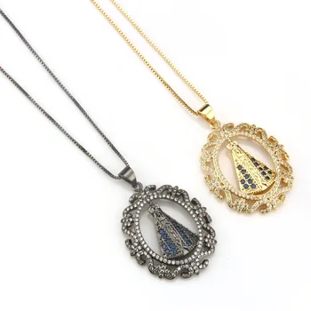 

12pcs South American foreign trade lace Goddess Pendant zirconia copper plating micro zircon necklace Necklace