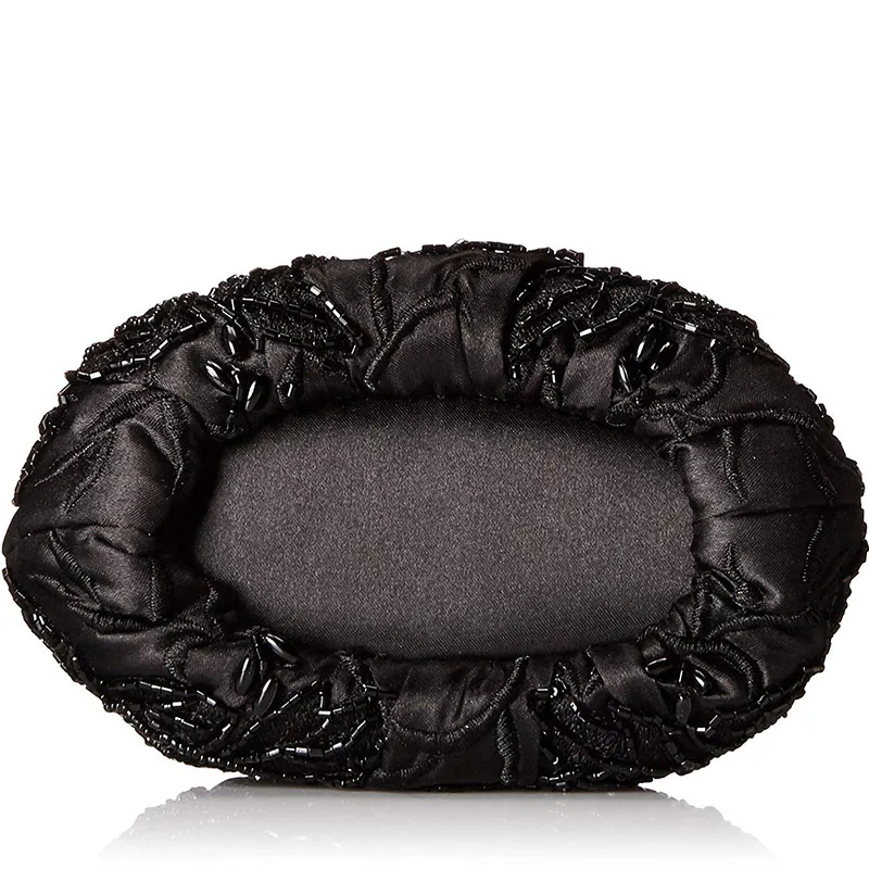 Women's Antique Beaded Party Clutch Vintage Rose Purse Evening Handbag (4)