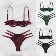 Летний брендовый кружевной комплект нижнего белья с цветочным принтом, сексуальное бикини, дышащий бюстгальтер без косточек, комплект нижнего белья, укороченный топ lenceria