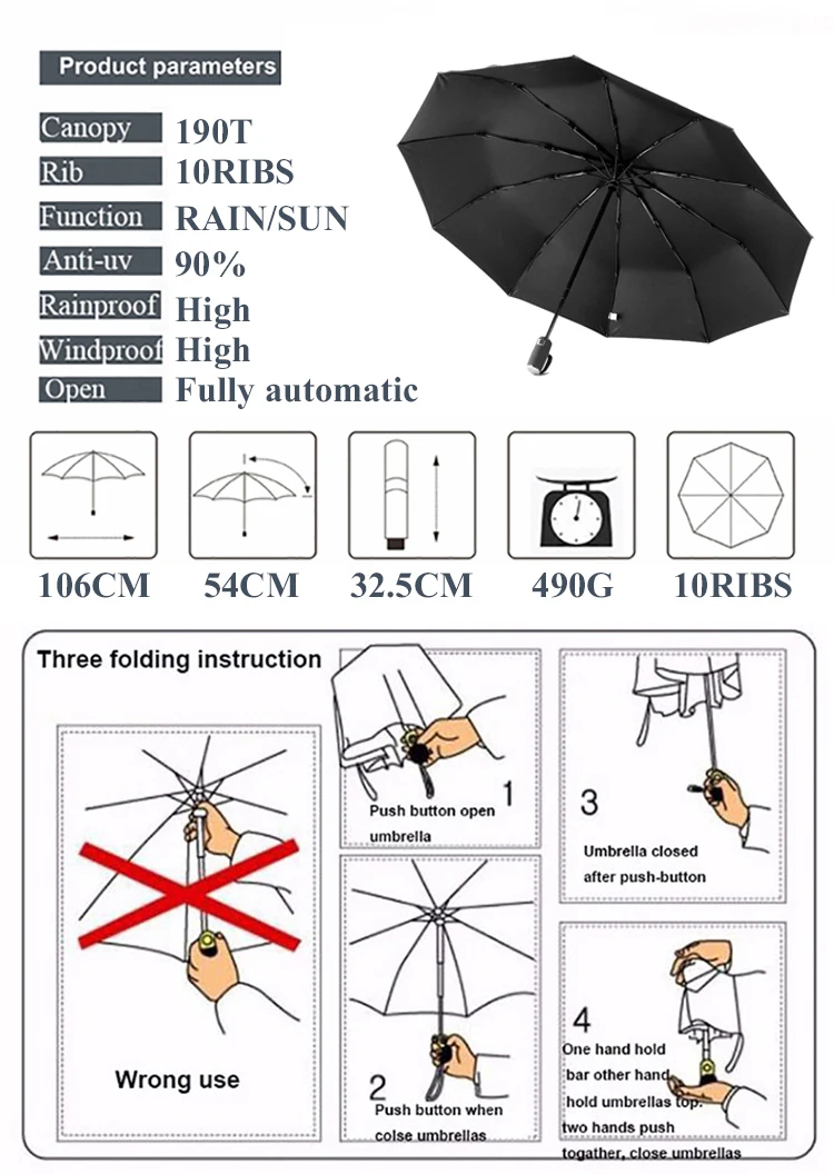 JESSE KAMM полностью автоматические сильные компактные складные зонты от дождя для женщин и мужчин Мода анти-УФ ветрозащитные горячая распродажа