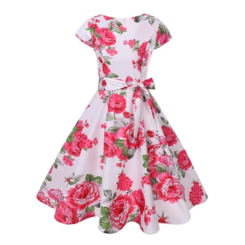 

Floral Summer Dress Women 2019 Cape Shell 1950 S Vintage Rockabilly Dress Elegant Evening Party Clothes Summer Dress Vestidos