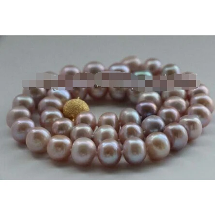 

17" Genuine Natural 11mm Purple Round Pearl Necklace 18kgp #f2099!^^^@^Noble style Natural Fine jewe FREE SHIPPING