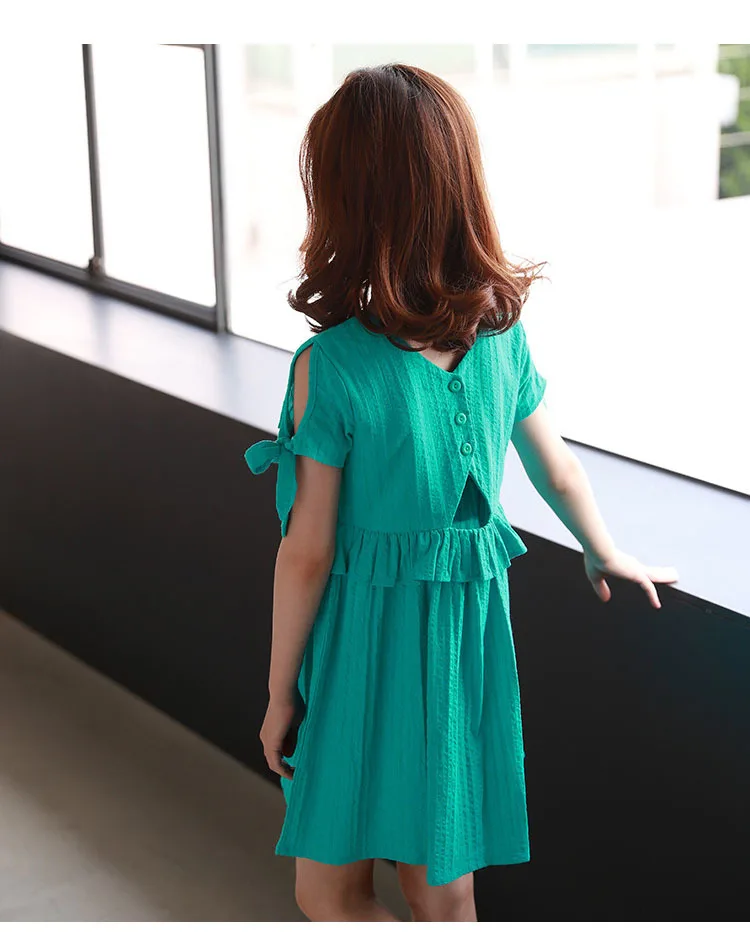 ruffles patchwork little big girl dresses cotton summer 2018 green princess mini kids dresses designs Children Boutique Clothes 5 6 7 8 9 10 11 12 13 14 15 years teenage girls 4 year baby girl dresses  15 years girl dresses (15)