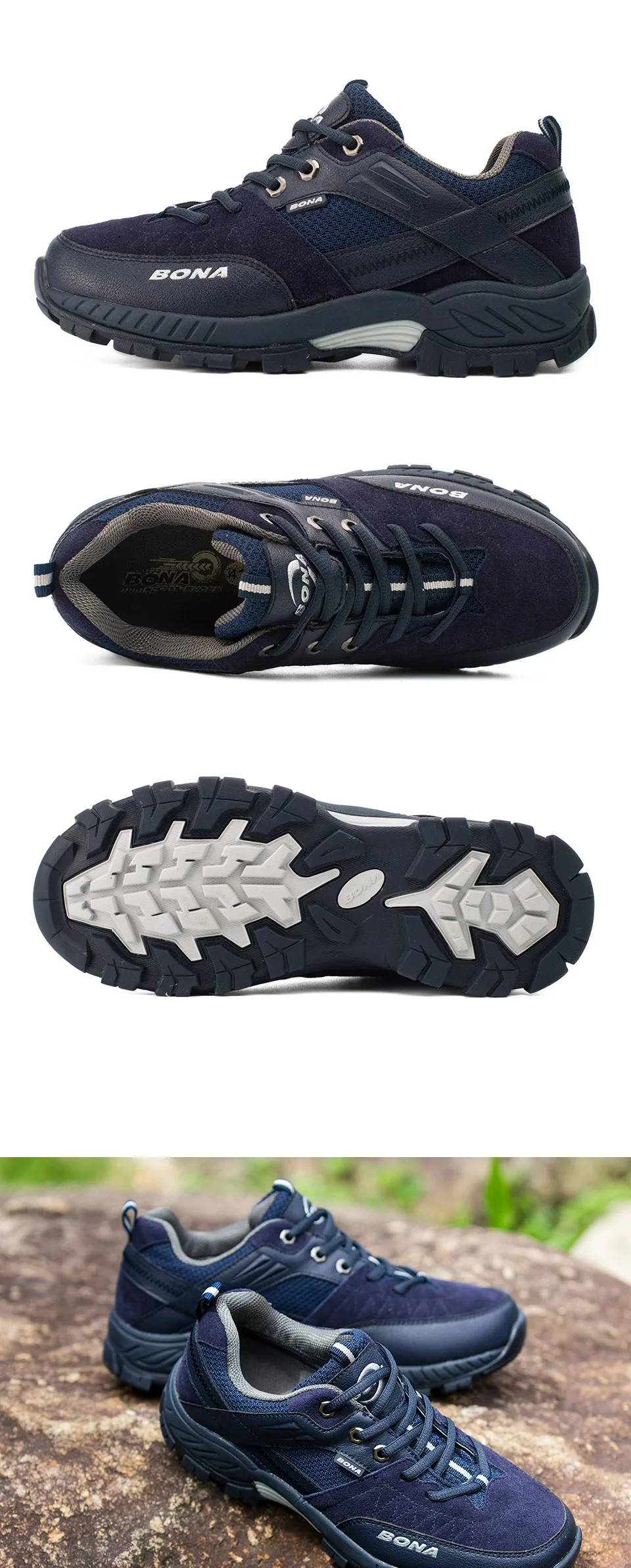 BONA/Новинка; классические стильные мужские треккинговые ботинки; мужские кроссовки для прогулок и походов; нескользящие мужские кроссовки для альпинизма; Быстрая