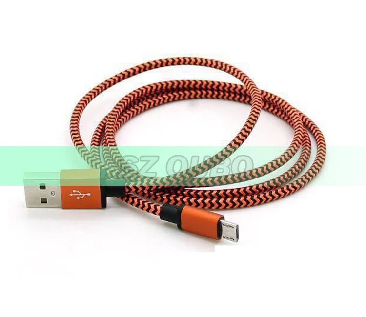 2016 new dual color metal interface nylon data sync mirco usb cable usb charging chargers for Samsung S6 phones (3)