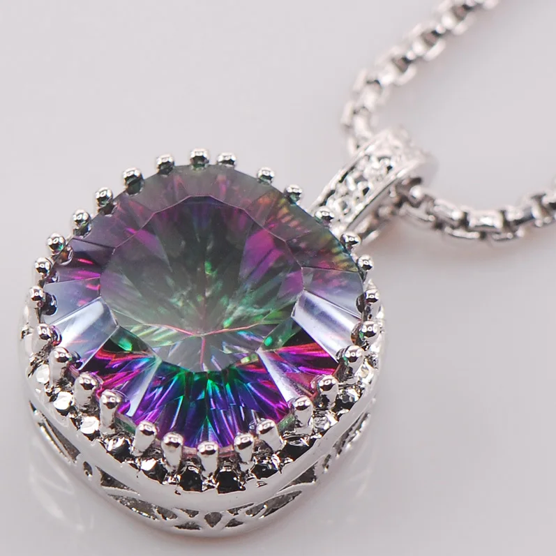 Rainbow Crystal Zircon 925 Sterling Silver Fashion Jewelry Pendant