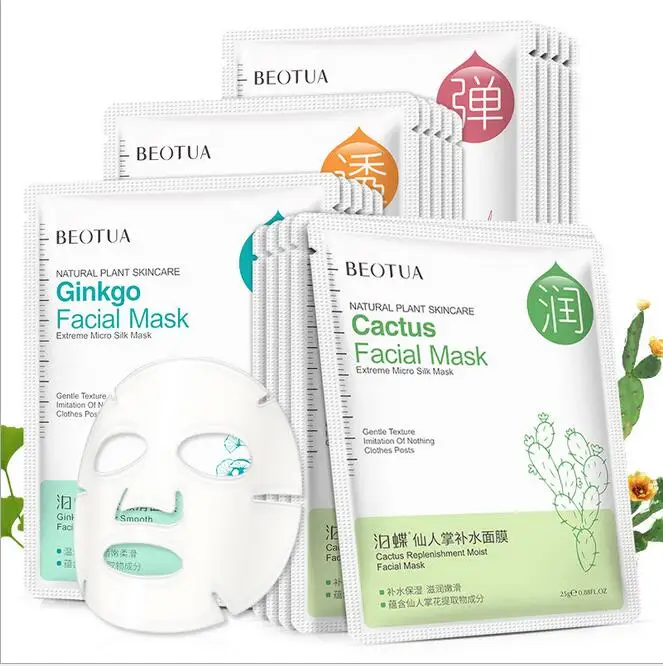 BEOTUA брендовая натуральная растительная маска для ухода за кожей гинкго, Осветляющая Маска для лица, увлажняющая гиалуроновая маска для волос, 10 шт - Цвет: 4mix