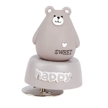 

Creative Cartoon Bear Music Box Resin Hand Crank Rotate Music Bell Cute Bear Home Decor Desktop Craft Kid New Year Birthday Gift