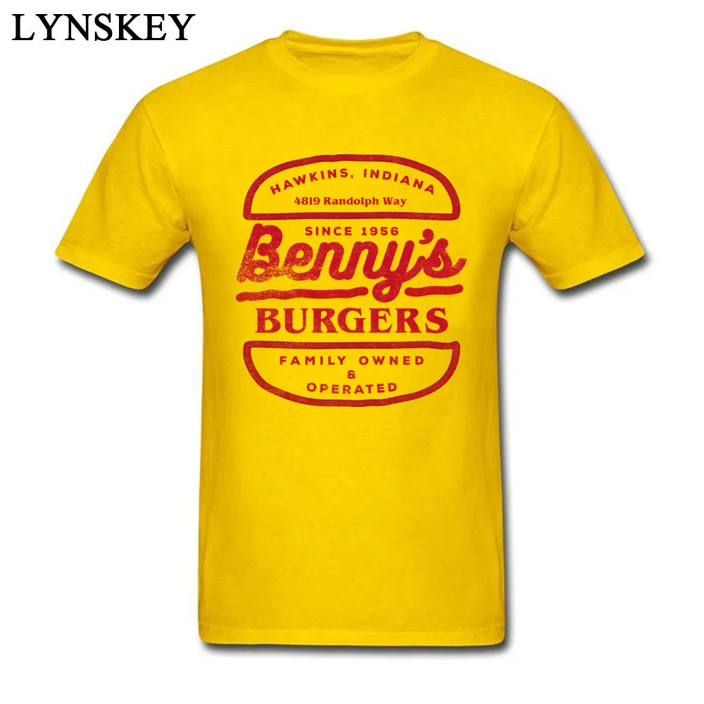 Fashion Printing Tops T Shirt Short Sleeve for Men 100% Cotton Summer/Fall Round Collar T Shirt Custom Tee-Shirt Bennys Burgers Bennys Burgers yellow