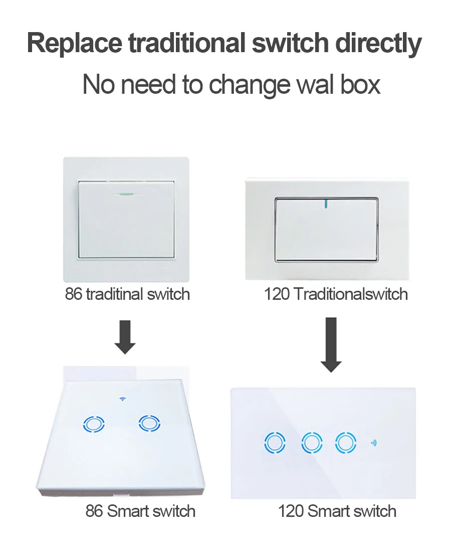 Wifi Switch EJLINK Smart Home Light Switch Ewelink APP Remote Control Glass Panel EU Type 86x86mm Wall Switch Works with Alexa (13)