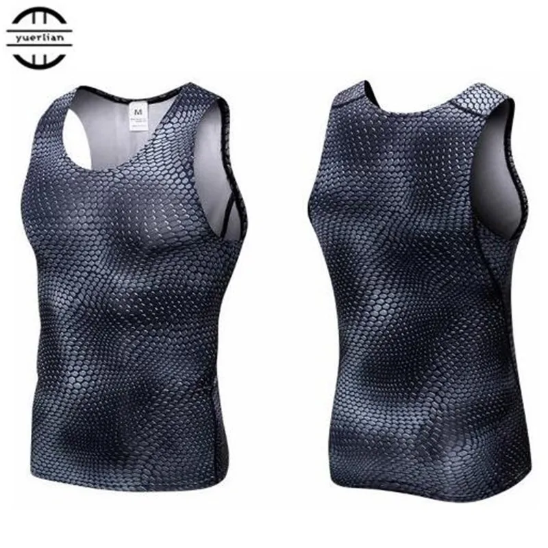

Men Pro Compression 3D Print Tight Snake Scale Vest,High Elastic Quick-drying Wicking Sporting Fitness Shapers Tank Tops