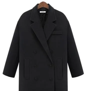 Новое зимнее женское длинное пальто женское свободное двубортное шерстяное пуховое пальто XXXL размера плюс
