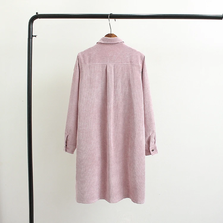 Autumn Corduroy Fabric Woman Clothing Solid Color Fashion Ladies Long Coats New Style Loose Polo Collar Vintage Coats