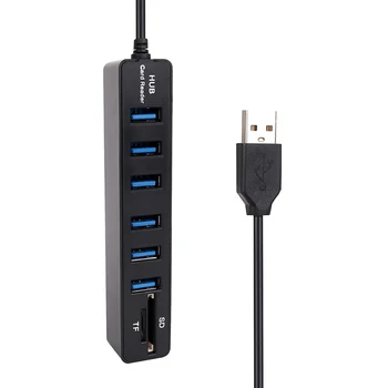 

USB Hub 2.0 6 Ports 480 Mbps Splitter High Speed TF SD Card Reader All In One For PC Computer Accessories USB 2.0 Hub USB