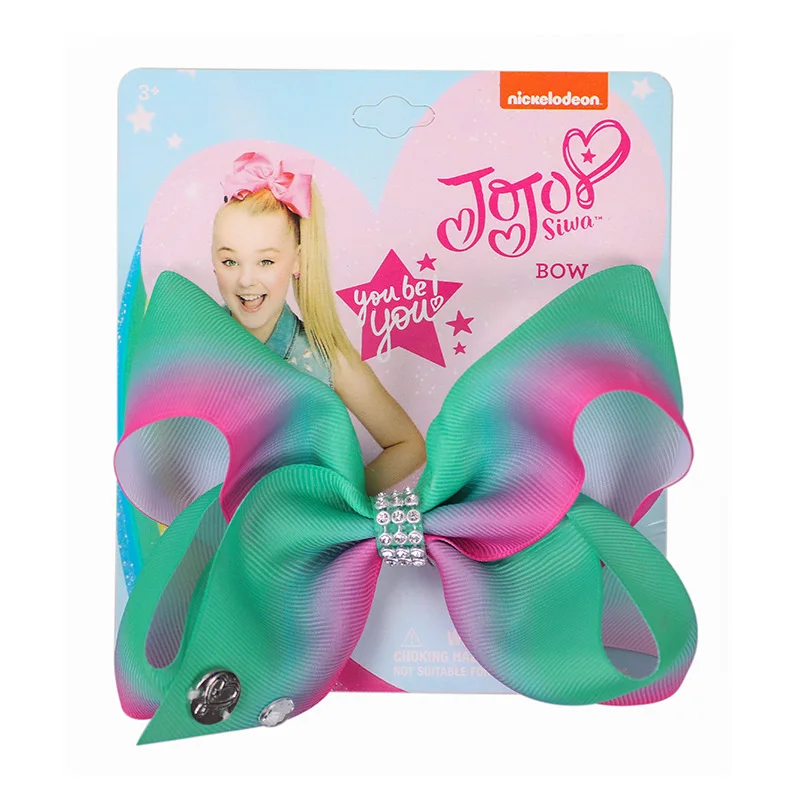 Девочки JoJo Siwa банты для волос с крокодил блестящие 5 дюймов Радуга Аллигатор горный хрусталь заколки для волос Детские аксессуары - Цвет: 5