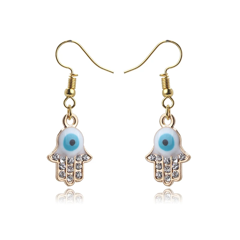 

EVIL EYE 1pair new fashion blue eye gold drop earrings tredny geometric metal 41*18mm for woman fashion drop earrings