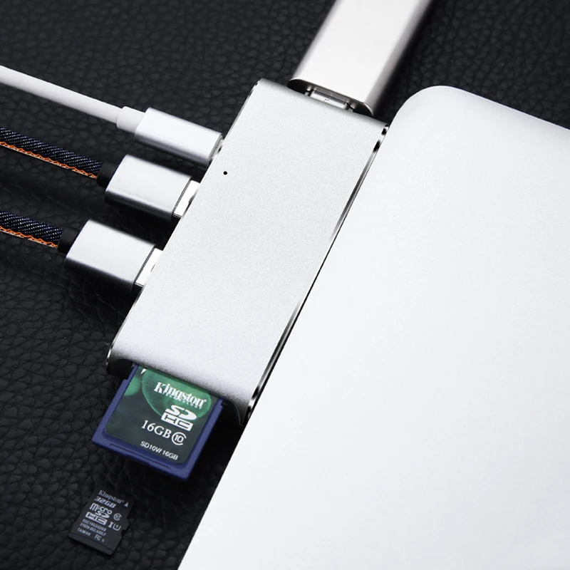 USB3.1 Type-C HUB Multi-port Hub Adapter With 1* USB3.0 +2*3.0 USB2.0+ SD TF Micro SD Card Reader +Charging for Mackbook HP DELL