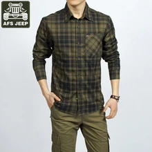 AFS JEEP, брендовая мужская рубашка, Армейская, военная, клетчатая, хлопок, с длинным рукавом, рубашки размера плюс, 3XL, Camisa Masculina, повседневные рубашки