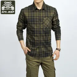 AFS джип брендовая рубашка мужская рубашка армейский Военный плед 100% хлопок с длинным рукавом рубашки плюс размер 3XL Camisa Masculina повседневные