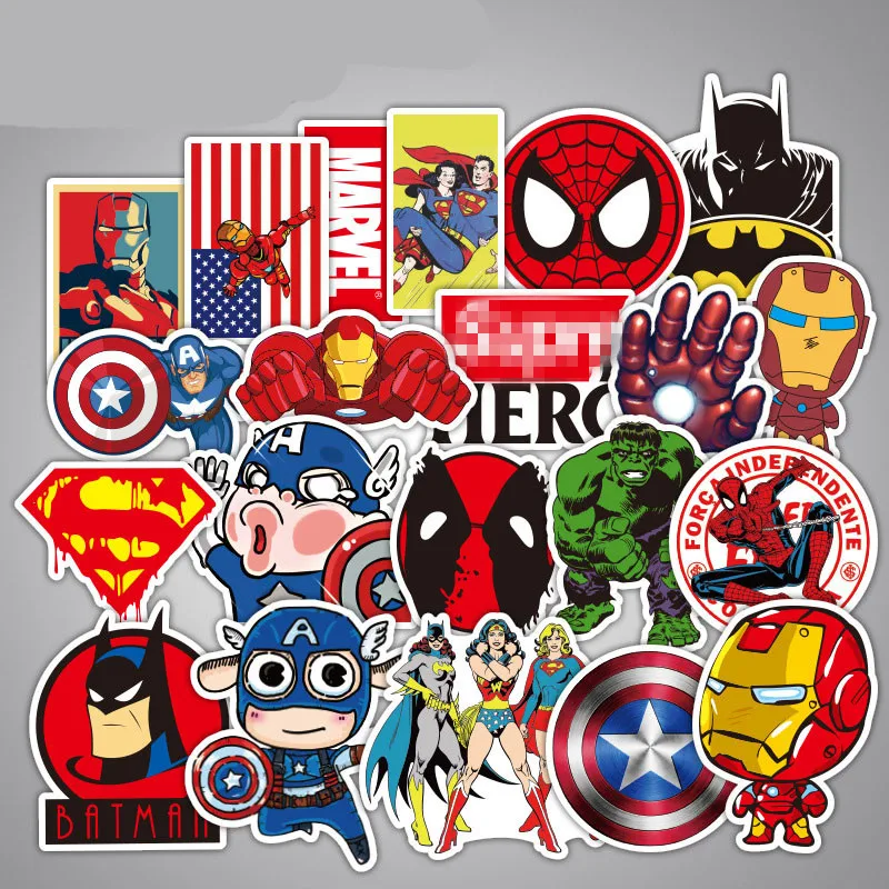 

50pcs Marvel The Avengers Figures Superheroes Ironman Hulk Doctor Strange Batman Superman Spiderman Thanos Deadpool Stickers Set