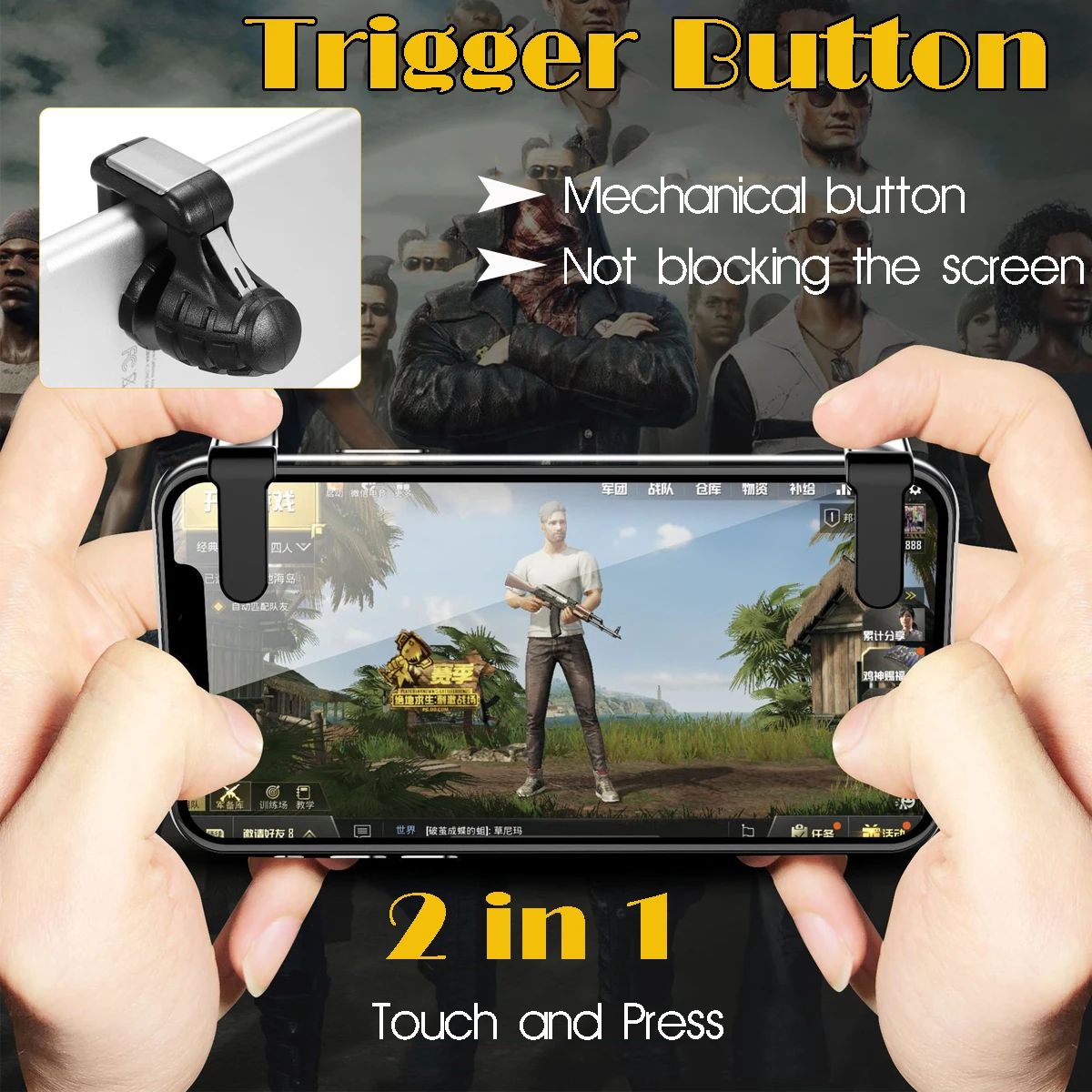 Kopen Voor PUBG Mobiele Game Trigger Smart Telefoon Gamepad Joystick L1R1 Shooter Controller Doel Key Button voor iphone Android