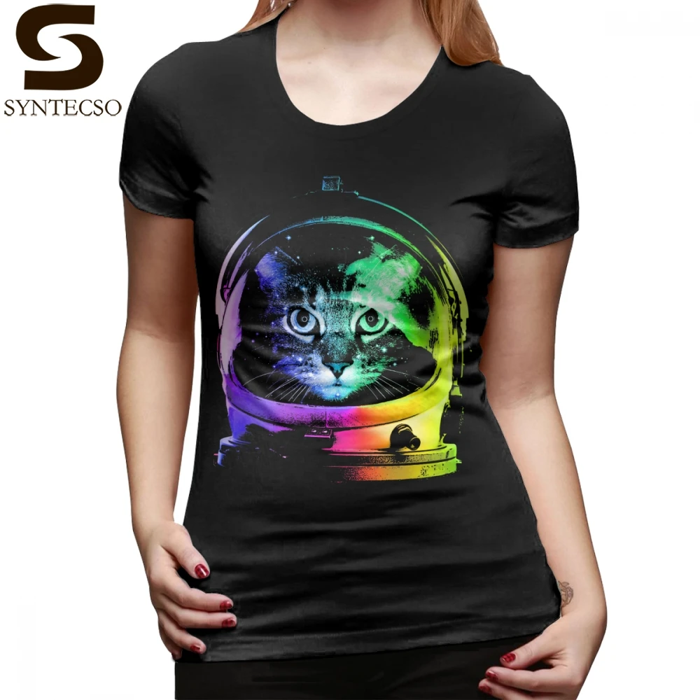 

Galaxy Cat T-Shirt Astronaut Cat T Shirt Cotton O Neck Women tshirt Summer Funny Orange Pattern Short Sleeve Ladies Tee Shirt