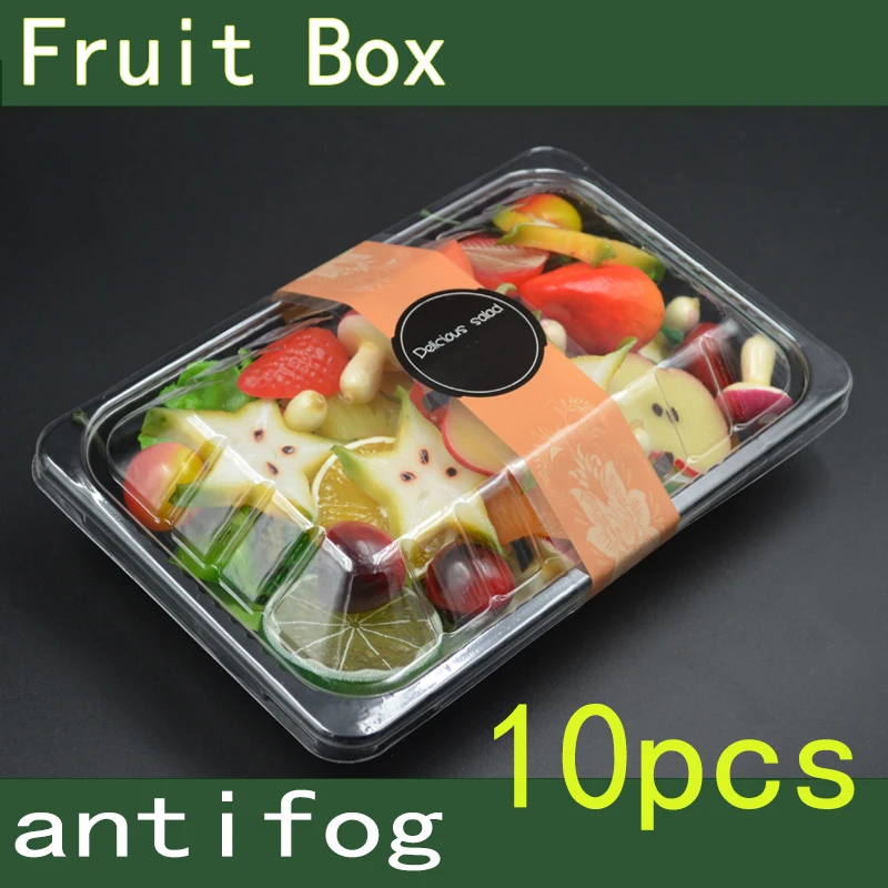 

10pcs containers of disposable plastic food containers containing salad fruits and vegetables