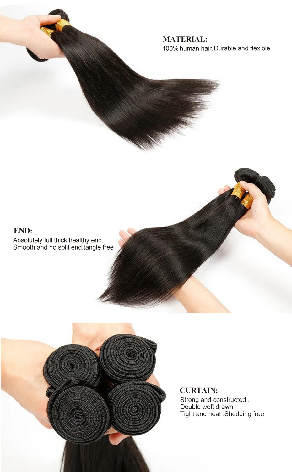 Alimice Brazilian Straight Hair 100% Human Hair Weave Bundles 8-30 Inch Natural Color Non Remy Hair Extensions Free Shipping (2)