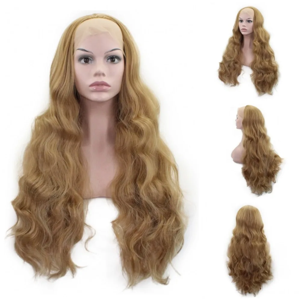 JOY& BEAUTY 26 дюймов длинные волнистые синтетические кружева спереди парик бесклеевой термостойкий Швейцарский Glueless 150% плотность для женщин