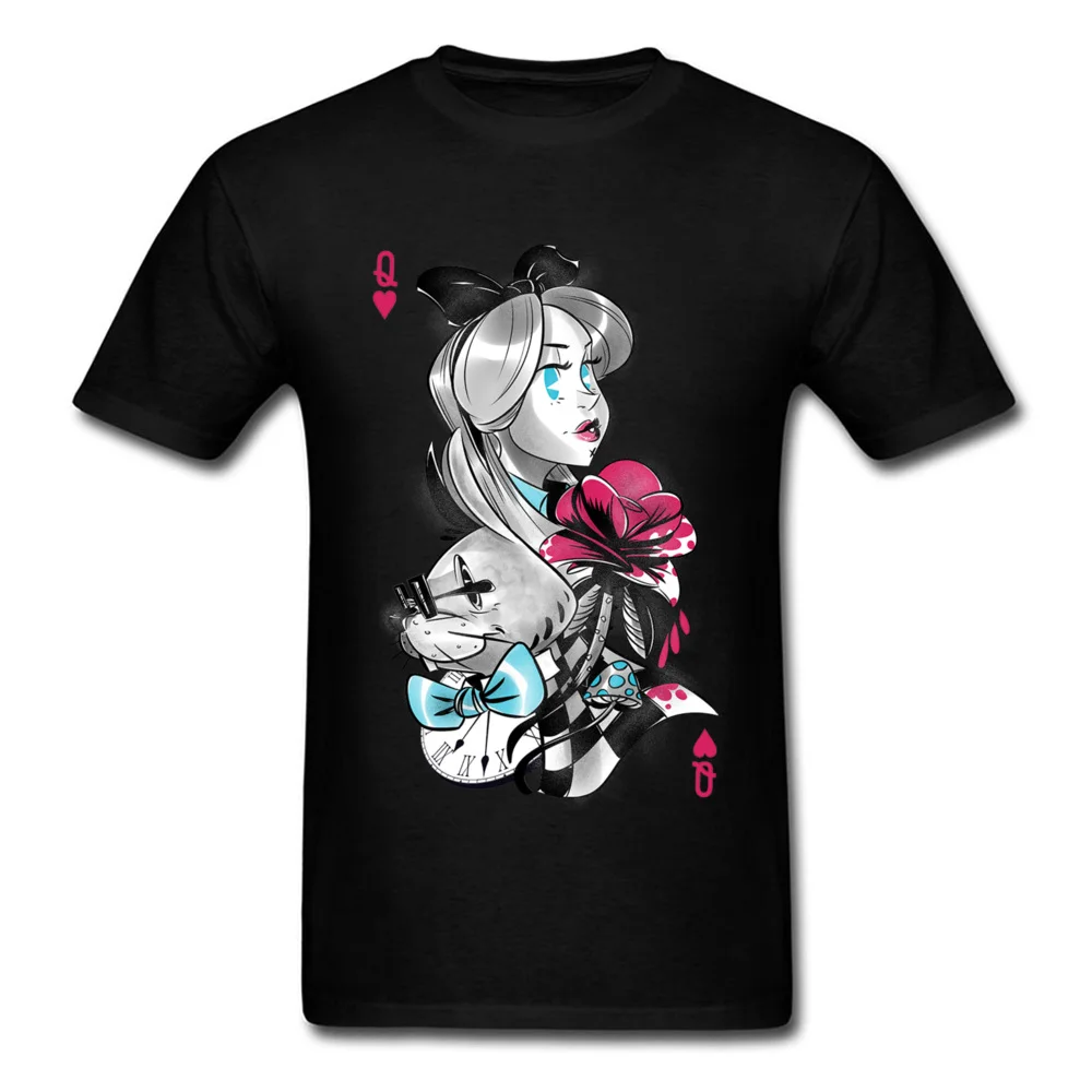 

Alice Card T-shirt Poker T Shirts Woman Clothing Alice Wonderland Cartoon Tops Cotton Tees Summer Black Tshirt Sexy TOP TEE