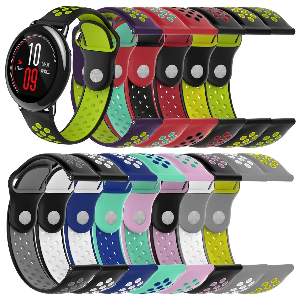 

For Huami Amazfit Pace smart watch strap Breathe Silicone bands bracelet Double color belt for xiaomi huami amazfit Pace bands