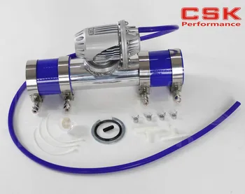 

silver Aluminum Billet Anodized Type-4 SQV Blow Off Valve BOV +3.15" Flange Pipe+Clamps +4mm vaccum hose + Blue Silicone