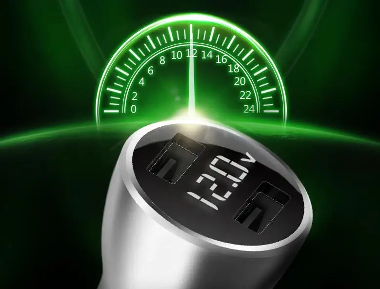 BULL GNV-USCD1180 Digital Display 5V 3.6A Metal Dual USB Dual Interface Car Charger