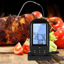 Horno de Cocción de Alimentos de Cocina Digital Remoto Inalámbrico/BBQ Grill Fumador Carne Termómetro Con Sonda y Reloj, Indicador de Temperatura y alerta