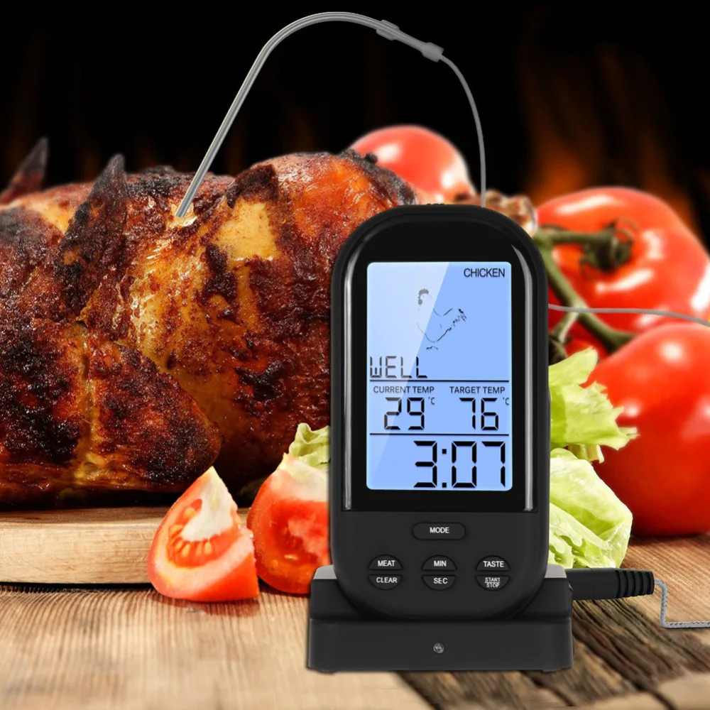 

Handheld Digital Wireless Remote Kitchen Oven Food Cooking/BBQ Grill Smoker Meat Thermometer Sensor With Probe and Timer